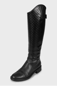 Embossed leather boots