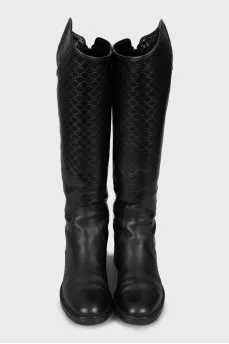 Embossed leather boots