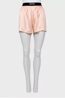 Silk shorts with logo waistband