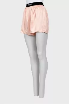 Silk shorts with logo waistband