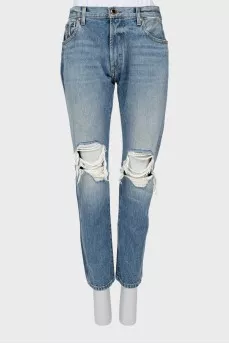 Mid-rise ripped jeans