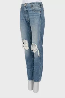 Mid-rise ripped jeans