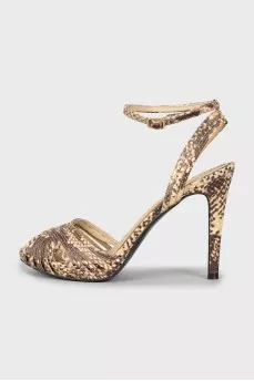 Animal print leather sandals