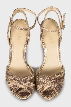 Animal print leather sandals