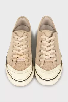 Suede sneakers with logo at back