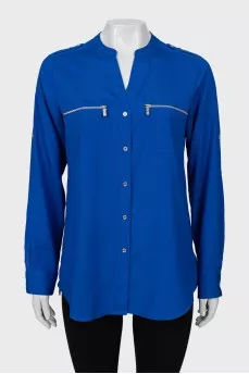 Blue straight fit blouse