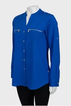 Blue straight fit blouse