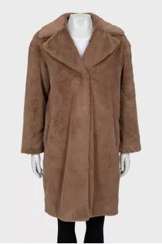 Brown eco-fur coat