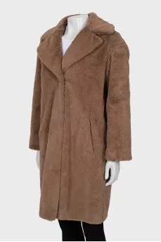 Brown eco-fur coat