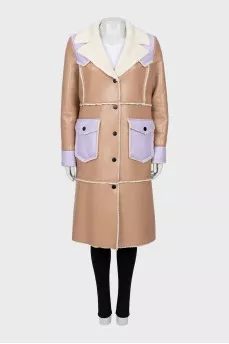 Maxi sheepskin coat made of eco-leather