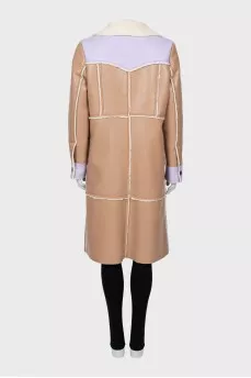 Maxi sheepskin coat made of eco-leather
