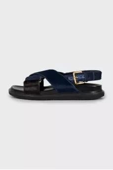 Pile leather sandals