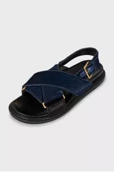 Pile leather sandals