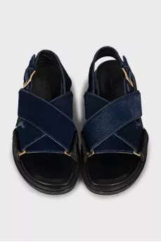 Pile leather sandals