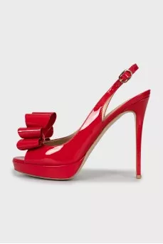 Red patent leather sandals