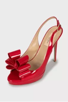 Red patent leather sandals