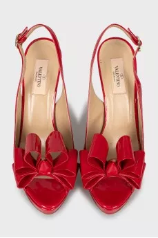Red patent leather sandals