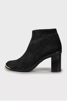 Suede ankle boots with gold toe