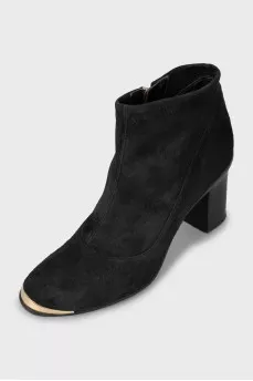 Suede ankle boots with gold toe