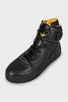 Men's two-tone leather high-tops