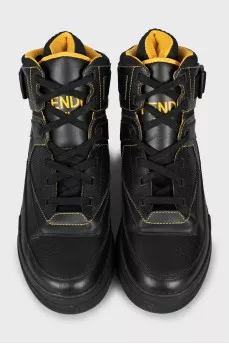 Men's two-tone leather high-tops