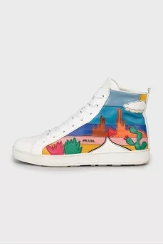 Printed leather high-tops
