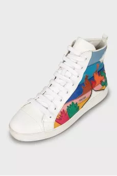 Printed leather high-tops