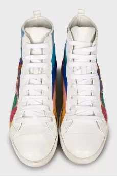 Printed leather high-tops
