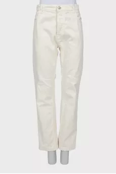 Beige button down jeans