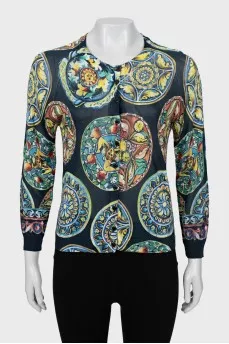 Translucent printed cardigan