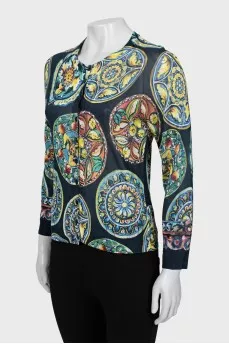 Translucent printed cardigan