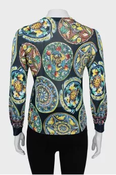 Translucent printed cardigan