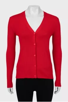 Red wool and silk cardigan
