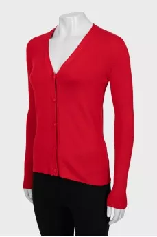 Red wool and silk cardigan