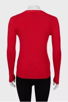Red wool and silk cardigan