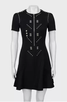 Fitted dress with metallic rhinestones