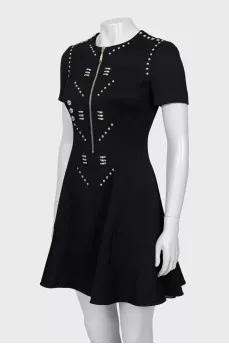 Fitted dress with metallic rhinestones
