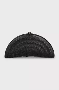 Leather clutch with weaving