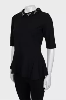 Black blouse with detachable collar