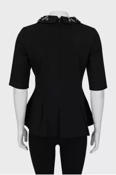 Black blouse with detachable collar