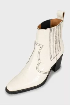 Embossed leather boots