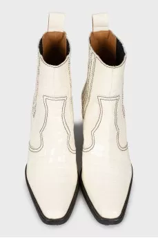 Embossed leather boots