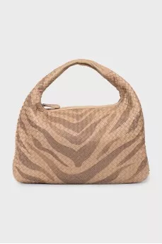 Woven leather hobo bag