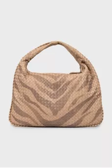 Woven leather hobo bag