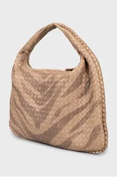 Woven leather hobo bag