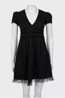 Black mini dress with polka dots