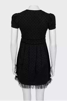 Black mini dress with polka dots