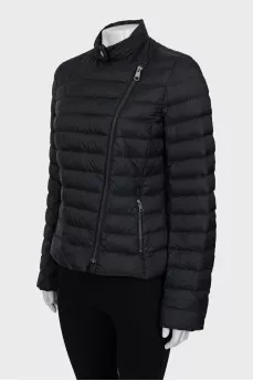 Black jacket with oblique zipper