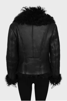 Sheepskin coat with gold fittings