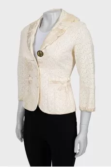 Fitted jacket with beaded embroidery
